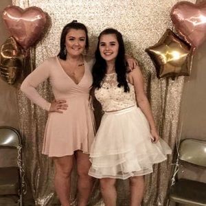 Two piece white/gold short sweet 16 dress